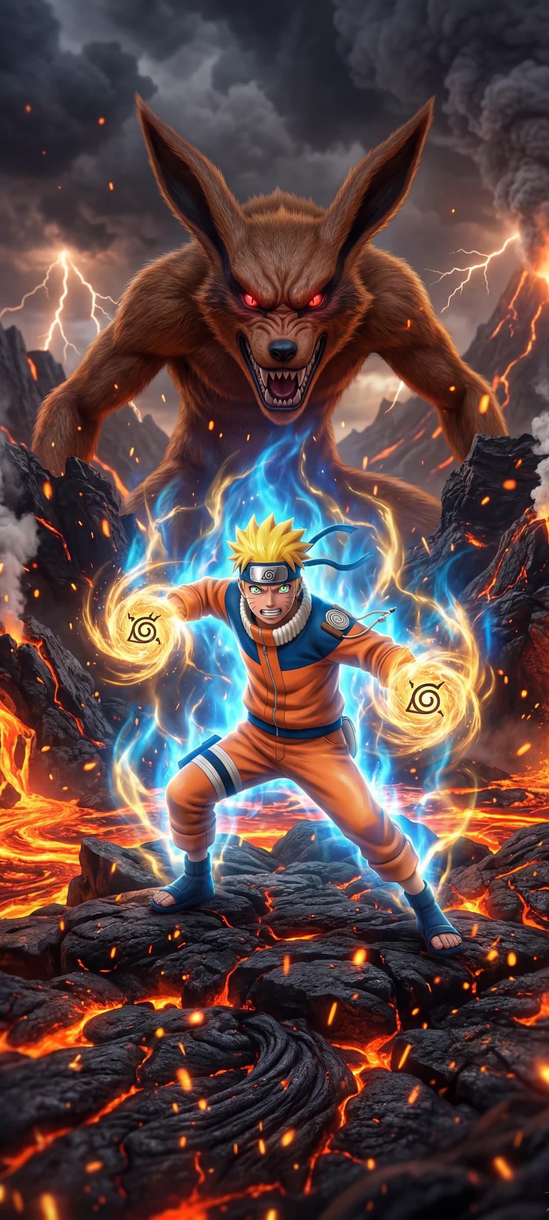 Naruto Uzumaki and Kurama Battle Scene