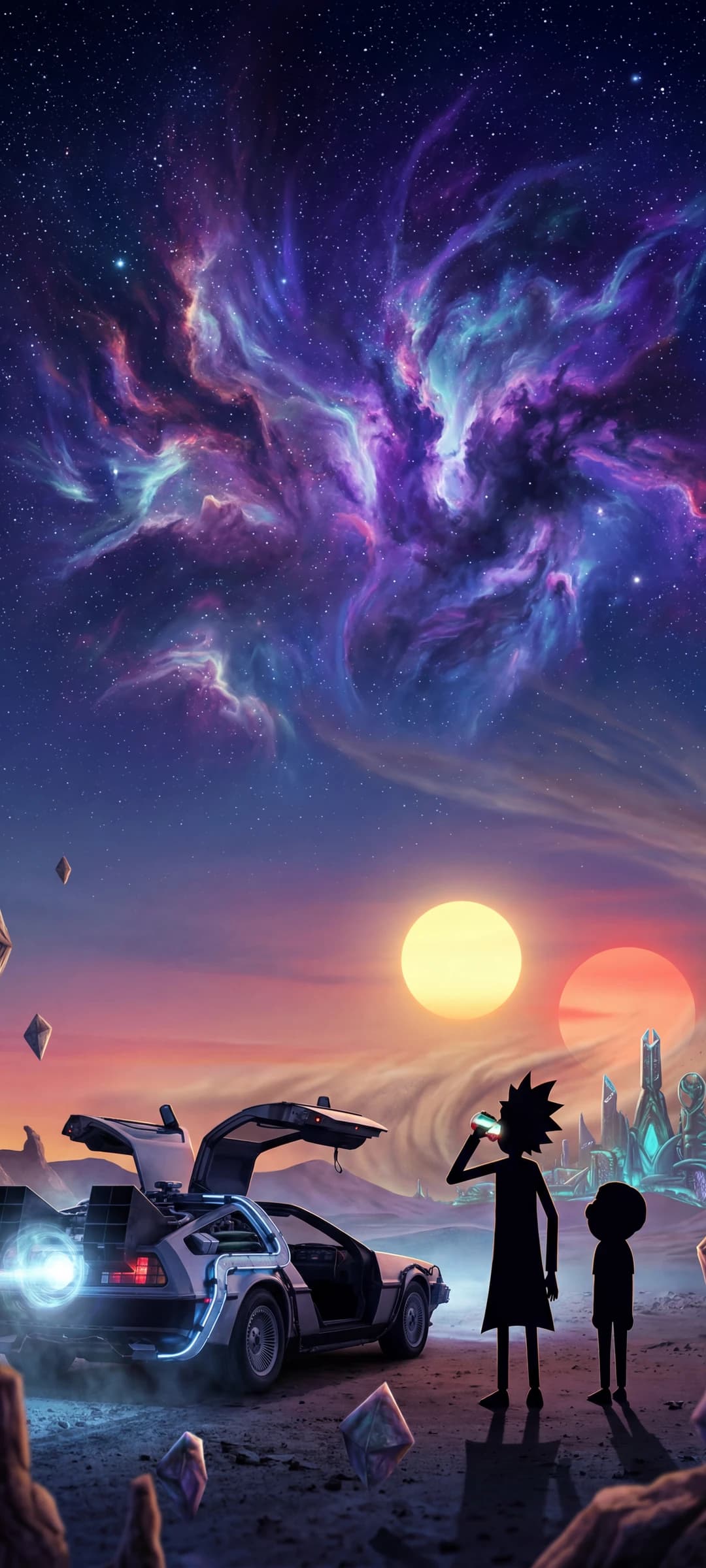Rick and Morty Sunset Silhouette