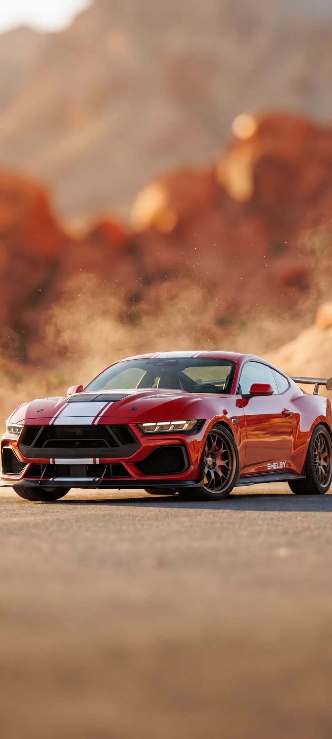 Red Shelby Super Snake in Desert