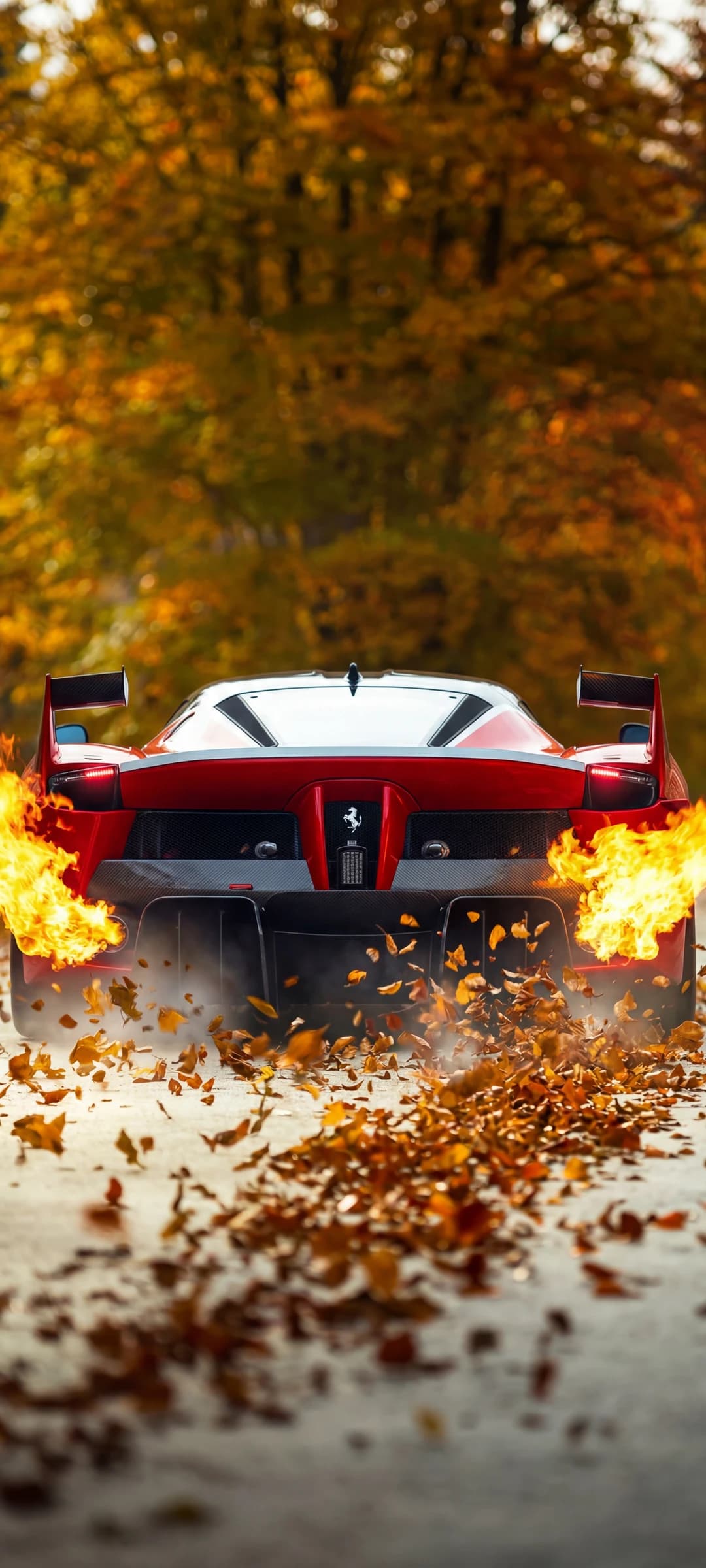 Fiery Supercars in Autumn Landscape