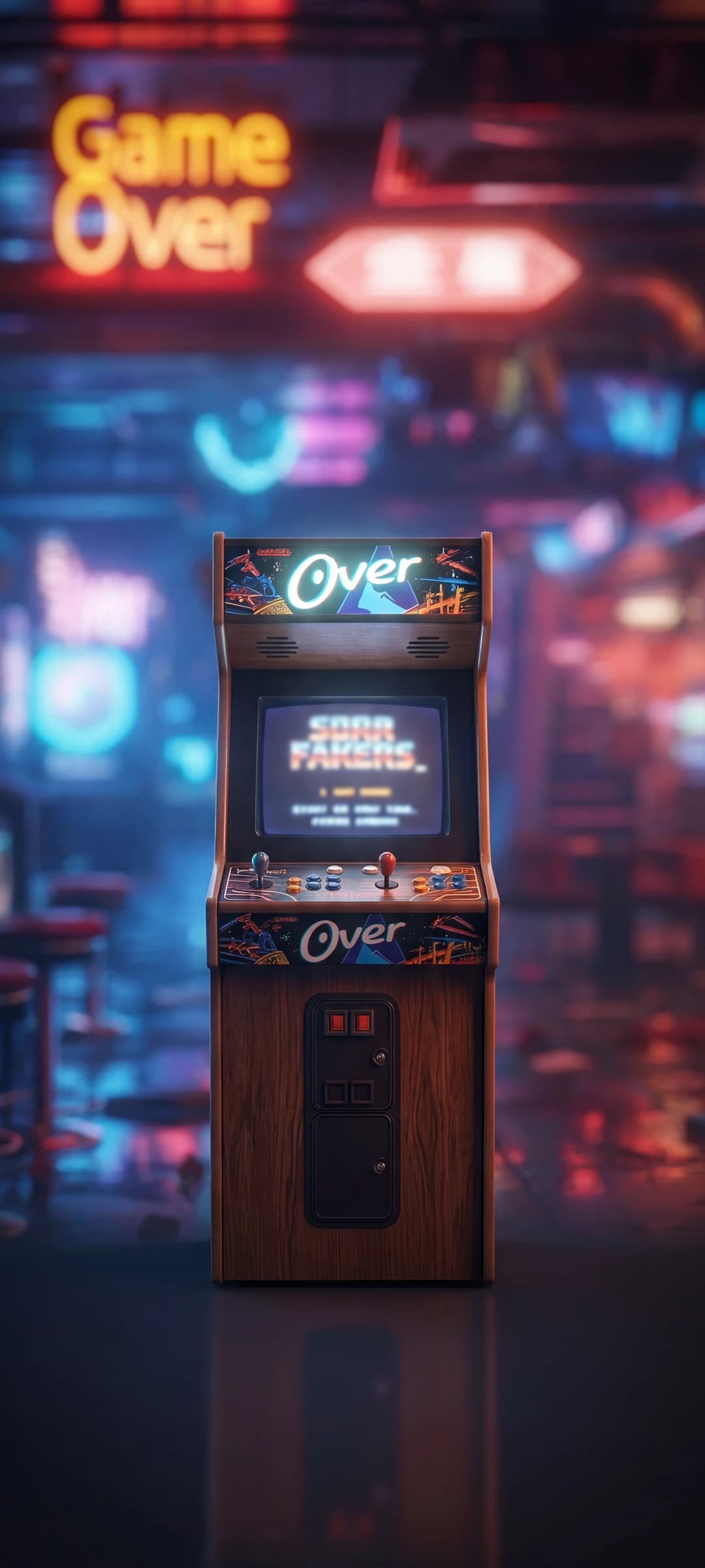 Retro Arcade Bar at Night