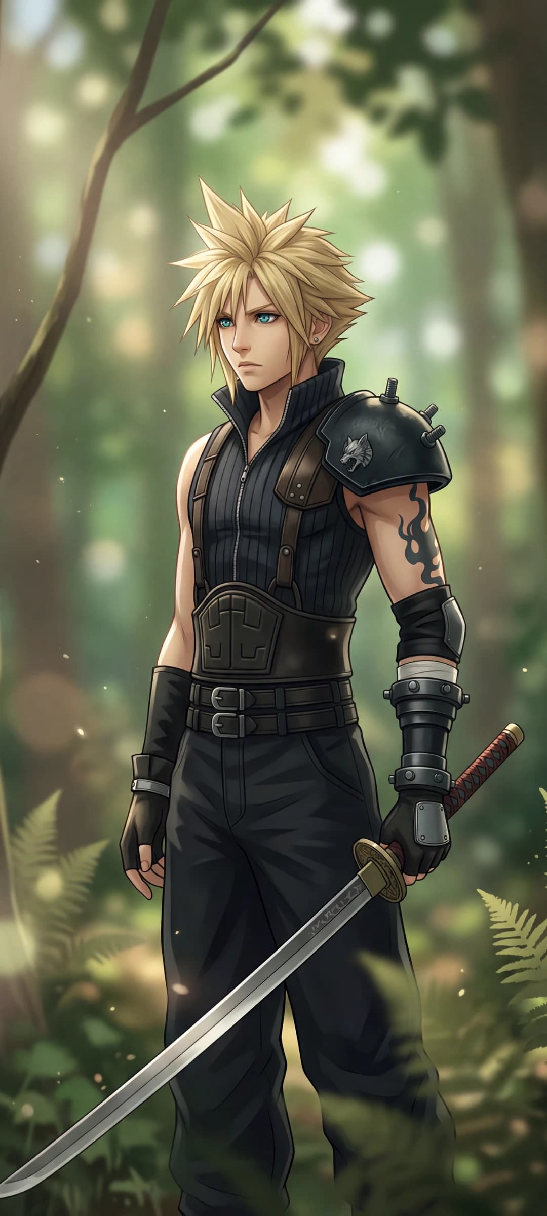 Cloud Strife in Lush Forest