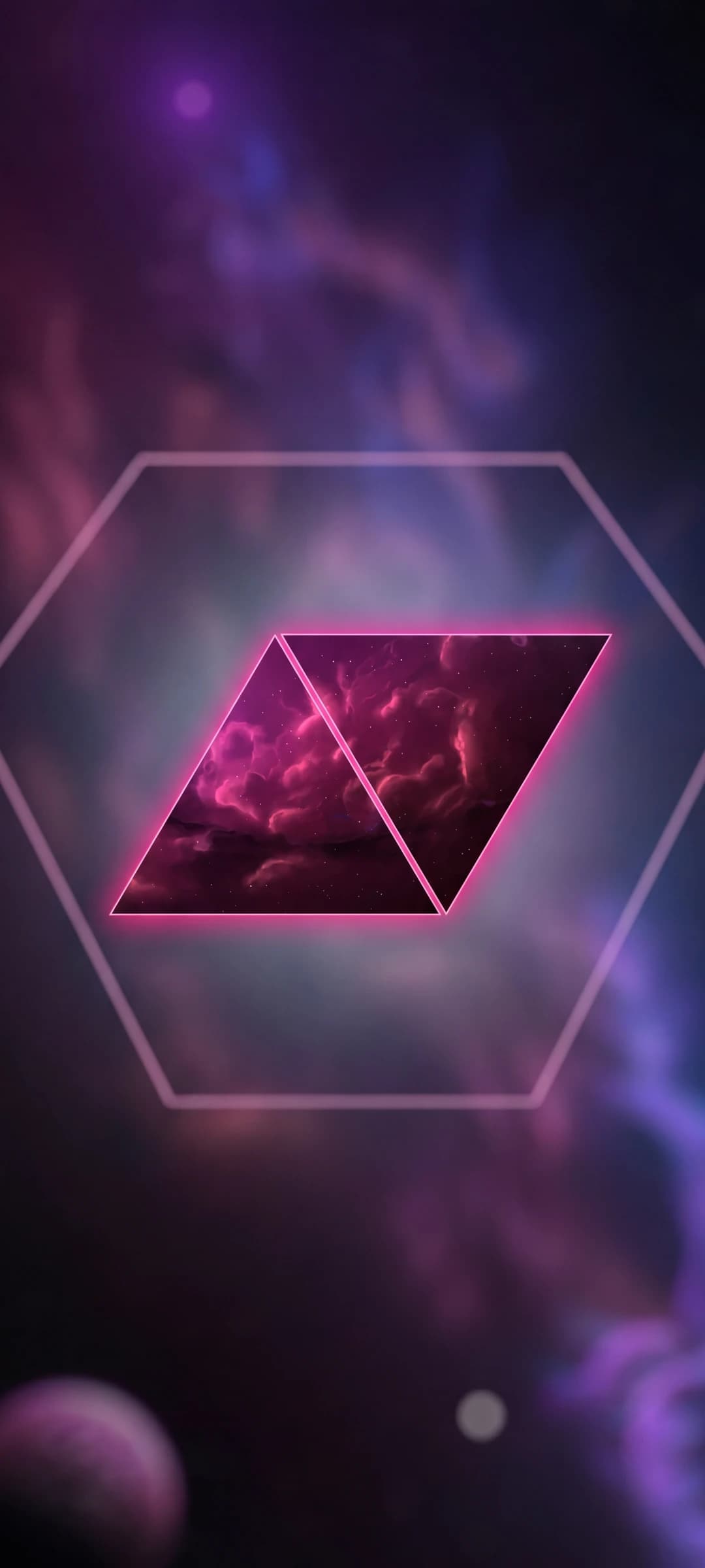 Vibrant Nebula with Geometric Shapes