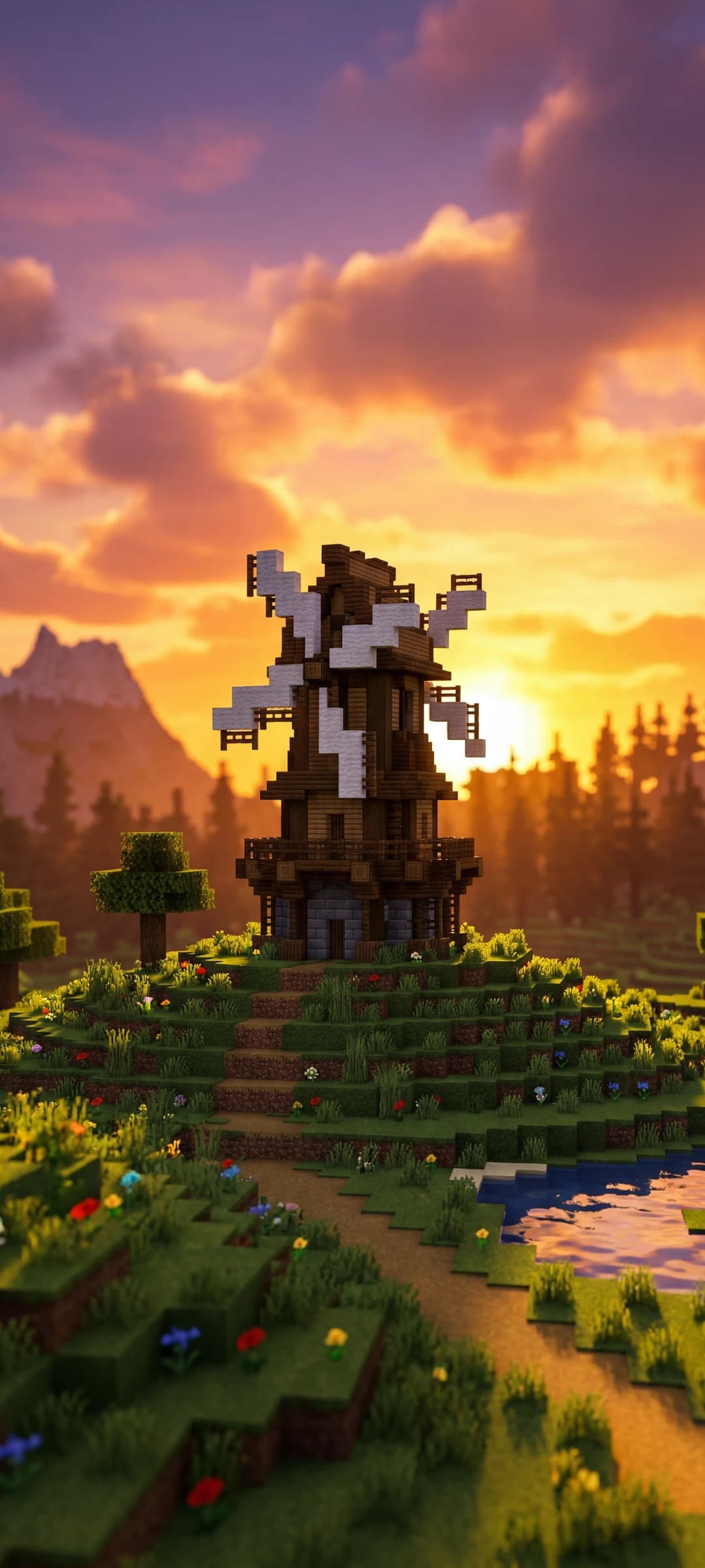 Blocky Sunset in Minecraft